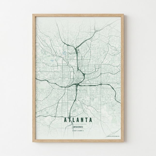 Atlanta Karttryck Georgia Skog Wallart Affisch (Skapare uppladdad)