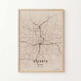 Atlanta Karttryck Georgia Stad Wallart Affisch Pre