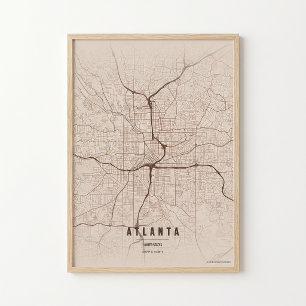 Atlanta Karttryck Georgia Stad Wallart Affisch Pre