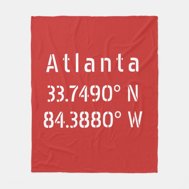 Atlanta Latitude & Longitud Red Fleecefilt (Framsidan)