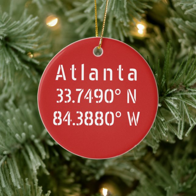 Atlanta Latitude Longitud Red Julgransprydnad Keramik (Träd)