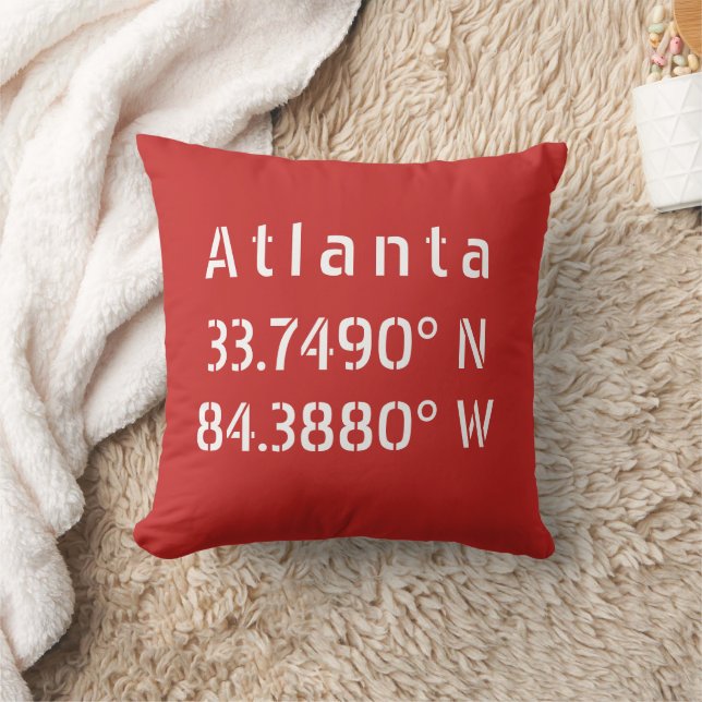 Atlanta Latitude Longitud Red Kudde (Filt)