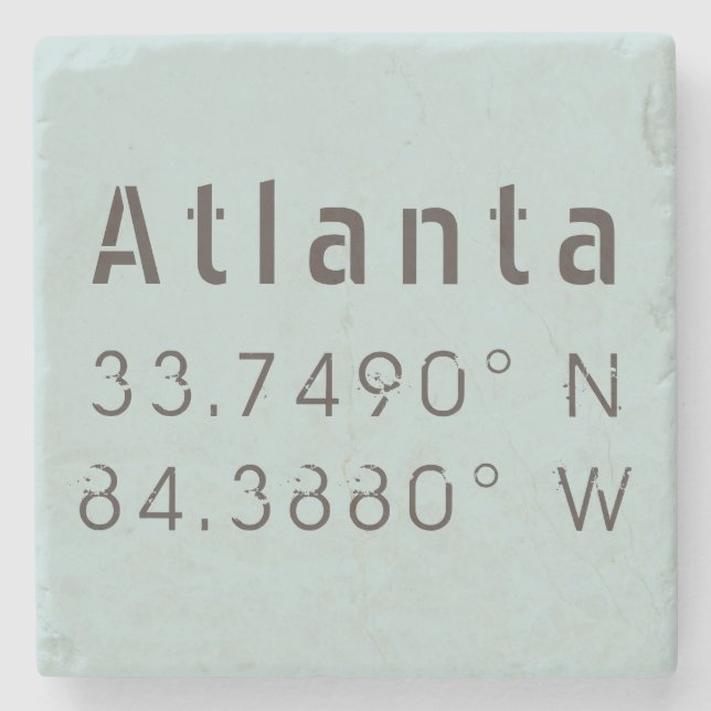 Atlanta Latitude Longitud Stenunderlägg (Framsidan)