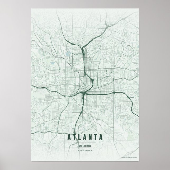 Atlanta Map Print Georgia Forest Wallart Poster (Framsidan)