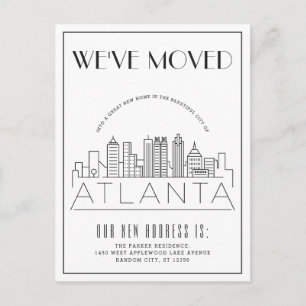 Atlanta Modern Deco City Byte av Adress Meddelande Vykort