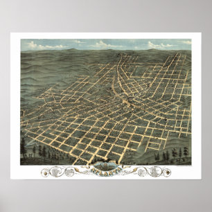 Atlanta panorama- karta för GA DIGITALT REMASTERED Poster