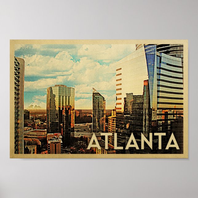 Atlanta Poster Vintage resor Poster Skyline (Framsidan)