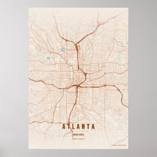 Atlanta Print Georgia City Map Wallart Poster