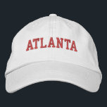 Atlanta Red Embroidery on White Broderad Keps<br><div class="desc">Atlanta Red embroidery på vit bomullshatt. Gör en underbar gåva till vem som helst som kärlek Atlanta GA! Om du vill ha din egen text väljer du bara knappen Anpassa den här mallen för att ange anpassningsbar. Med kommandot Redigera design i verktyg väljer du även anpassade till andra färg-alternativ. Du...</div>
