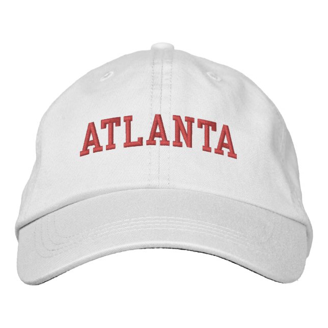 Atlanta Red Embroidery on White Broderad Keps (Framsida)