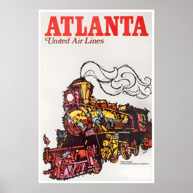 Atlanta Resoraffisch Georgia Tryck Järnvägs Konst (Framsidan)