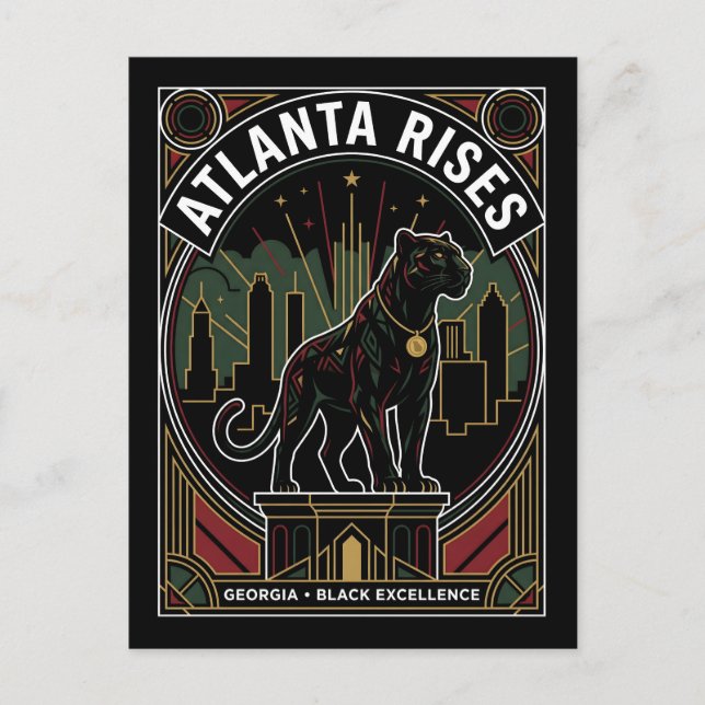 Atlanta Rises Black Panther Black Excellence Art Vykort (Framsida)