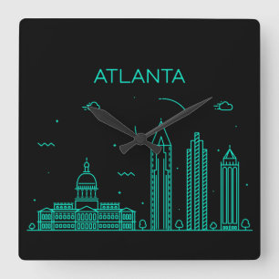 Atlanta siluett fyrkantig klocka