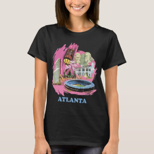 Atlanta Siluett Rosa Persika Retro Resa T Shirt