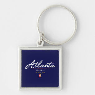 Atlanta skrivar fyrkantig silverfärgad nyckelring