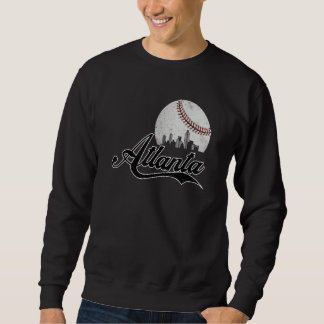 Atlanta Skyline Atlanta Georgia Baseball Cityscape Lång Ärmad Tröja