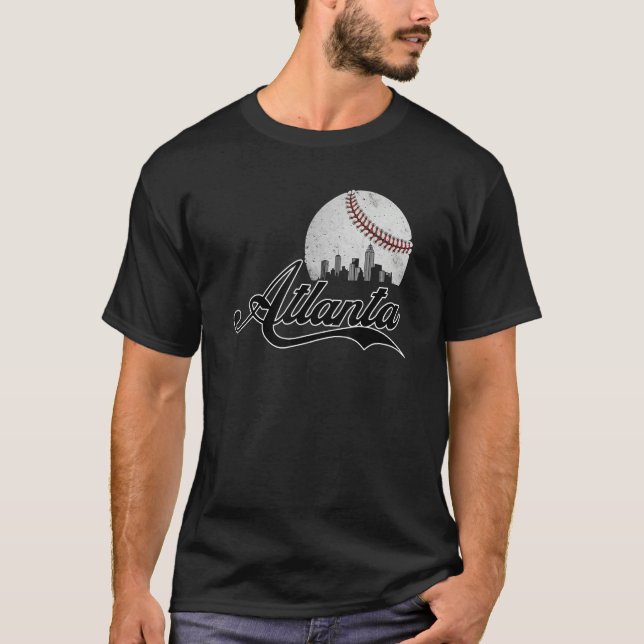 Atlanta Skyline Atlanta Georgia Baseball Cityscape T Shirt (Framsida)