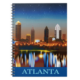 Atlanta Skyline från Natten med reflektioner Anteckningsbok