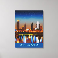 Atlanta Skyline från Natten med reflektioner