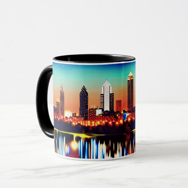 Atlanta Skyline från Natten med reflektioner Mugg (Framsida vänster)