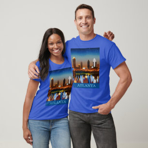 Atlanta Skyline från Natten med reflektioner T Shirt