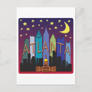 Atlanta Skyline mega färg Vykort