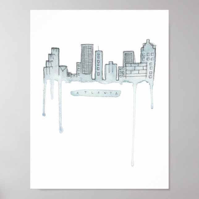 Atlanta Skyline Print Poster (Framsidan)