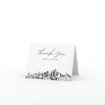 Atlanta Skyline Sketch Tom Tacks Gratulationskort