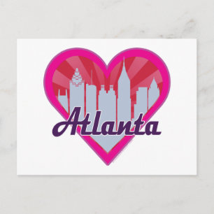 Atlanta Skyline Sunburst Heart Vykort