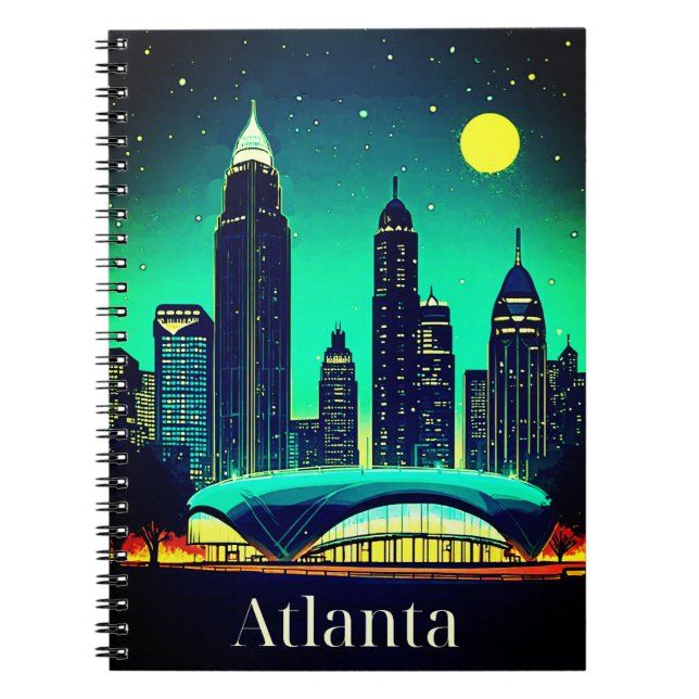 Atlanta Skyline under Starry Night Himmel Anteckningsbok (Framsidan)