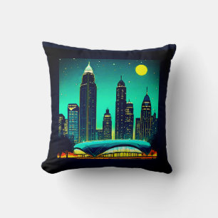 Atlanta Skyline under Starry Night Himmel Kudde