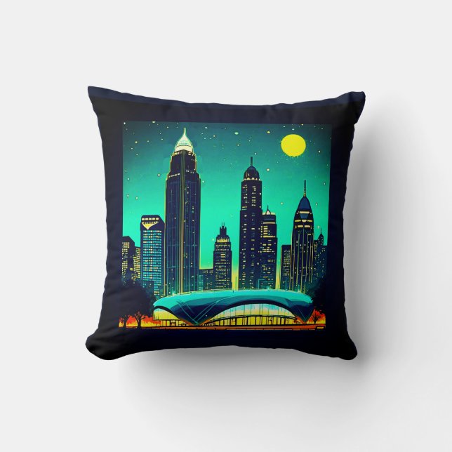 Atlanta Skyline under Starry Night Himmel Kudde (Framsida)