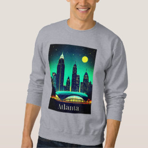 Atlanta Skyline under Starry Night Himmel Lång Ärmad Tröja