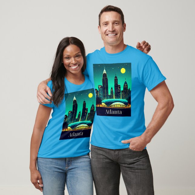Atlanta Skyline under Starry Night Himmel T Shirt (Unisex)