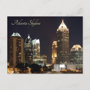 Atlanta Skyline vid Night Vykort