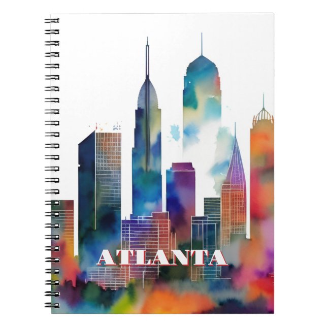 Atlanta Skyline Watercolor Anteckningsbok (Framsidan)