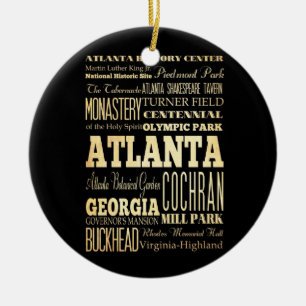 Atlanta stad av Georgia statlig typografikonst Julgransprydnad Keramik