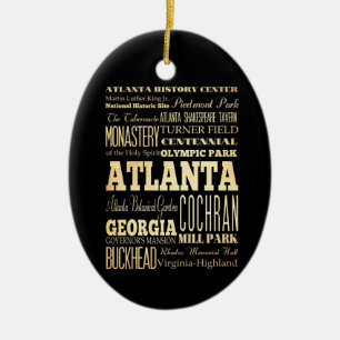 Atlanta stad av Georgia statlig typografikonst Julgransprydnad Keramik