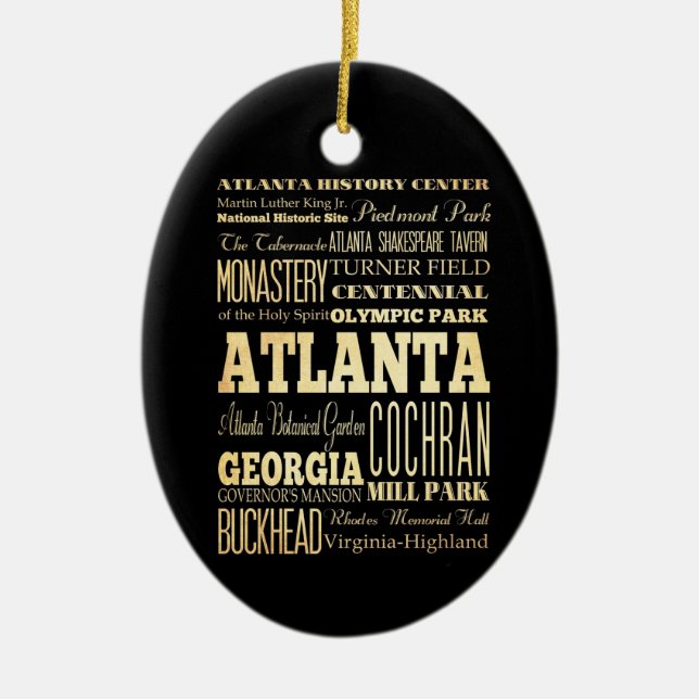 Atlanta stad av Georgia statlig typografikonst Julgransprydnad Keramik (Framsidan)