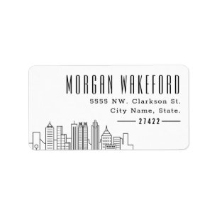 Atlanta Stylized Skyline Large Label Adressetikett
