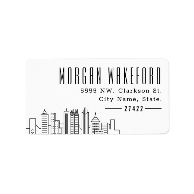 Atlanta Stylized Skyline Large Label Adressetikett (Framsidan)