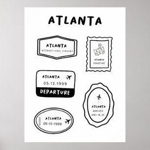 Atlanta - Travel Frimärke Collection Minimalisti Poster