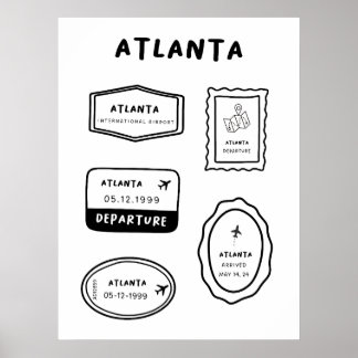 Atlanta - Travel Frimärke Collection | Minimalisti Poster