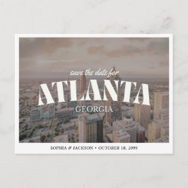 Atlanta Wedding Save the Date Downtown Retro Vykort