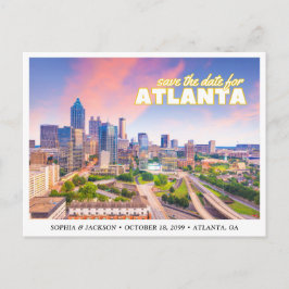 Atlanta Wedding Save the Date Skyline Postcard Vykort