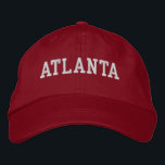 Atlanta White och Red Broderad Keps<br><div class="desc">Atlanta förbroderade White på Red Bomull hat. Gör en underbar gåva till vem som helst som kärlek Atlanta GA! Om du vill ha din egen text väljer du bara knappen Anpassa den här mallen för att ange anpassningsbar. Med kommandot Redigera design i verktyg väljer du även anpassade till andra färg-alternativ....</div>