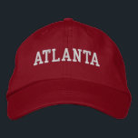 Atlanta White och Red Broderad Keps<br><div class="desc">Atlanta förbroderade White på Red Bomull hat. Gör en underbar gåva till vem som helst som kärlek Atlanta GA! Om du vill ha din egen text väljer du bara knappen Anpassa den här mallen för att ange anpassningsbar. Med kommandot Redigera design i verktyg väljer du även anpassade till andra färg-alternativ....</div>