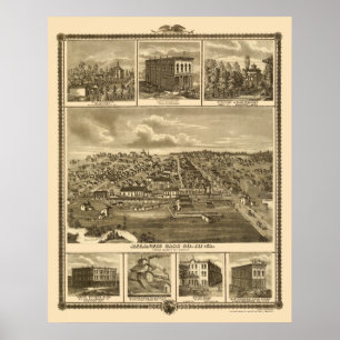 Atlanten panorama- karta för IA - 1875 Poster