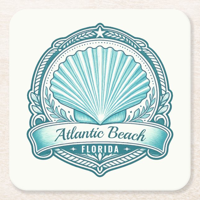 Atlantic Beach FL Kustsnäckasymbol Underlägg Papper Kvadrat (Framsidan)