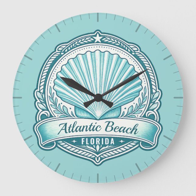 Atlantic Beach FL Kustsnäckssymbol Stor Klocka (Framsida)